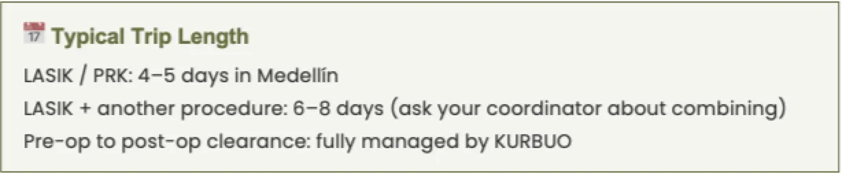 Typical Colombia trip length